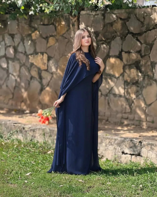 Two Tone Cap Shawl Chiffon Maxi Dress for Women in Pakistan