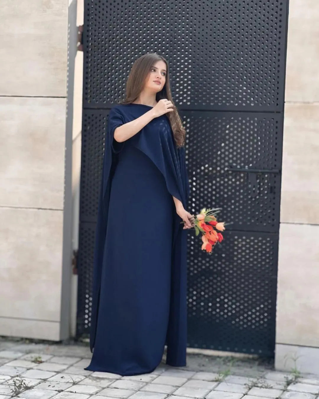 Two Tone Cap Shawl Chiffon Maxi Dress for Women in Pakistan