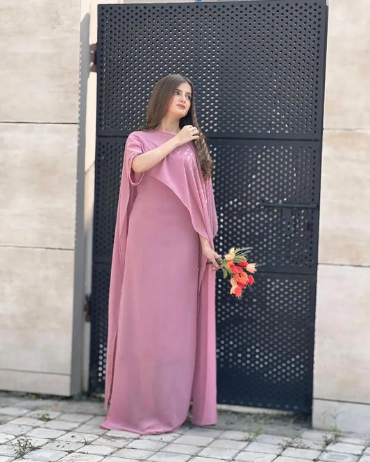 2 Pcs Women's Stitched Chiffon Plain Maxi Suit