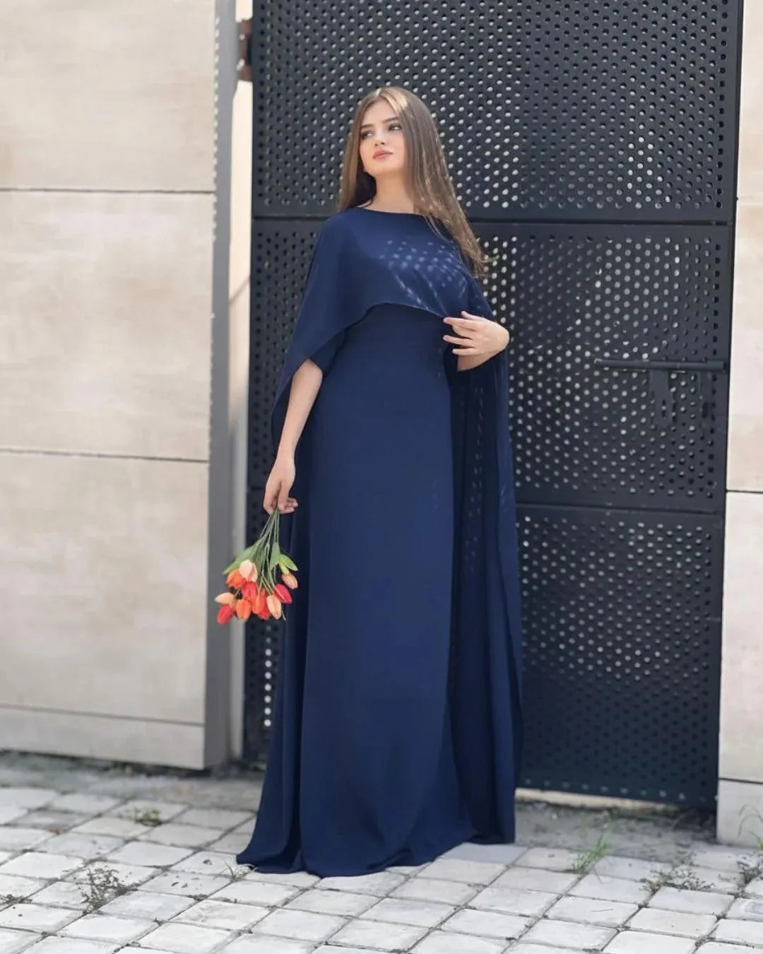 Two Tone Cap Shawl Chiffon Maxi Dress for Women in Pakistan