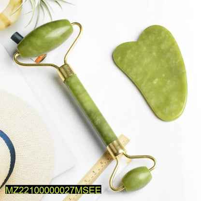 Jade Roller & Gua Sha Set for Face Eye & Body Massage