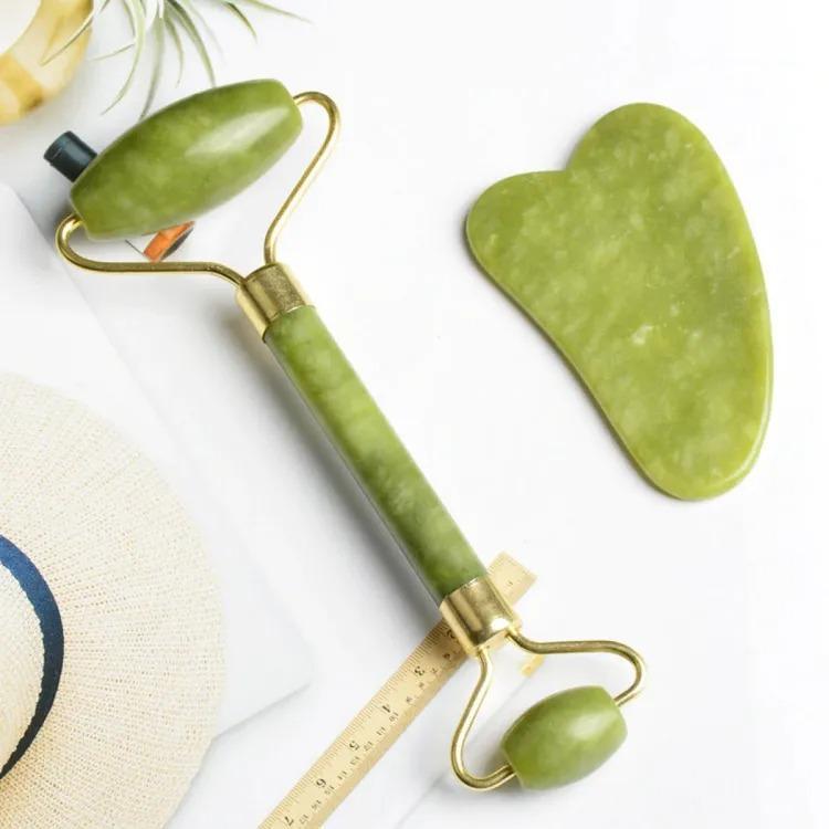 Jade Roller & Gua Sha Set for Face Eye & Body Massage