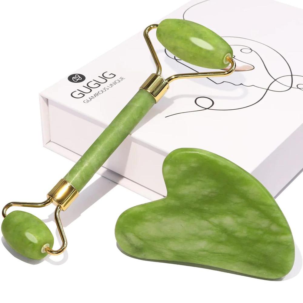 Jade Roller & Gua Sha Set for Face Eye & Body Massage