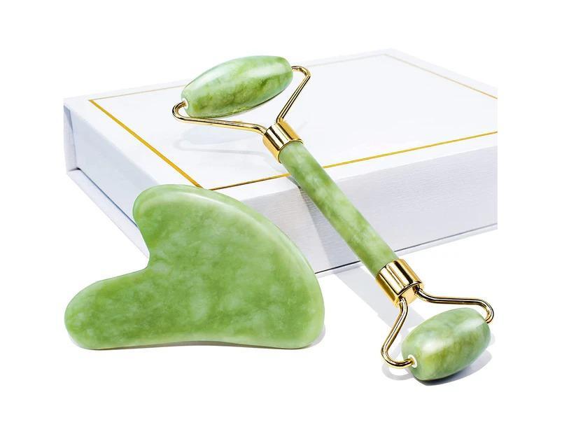 Jade Roller & Gua Sha Set for Face Eye & Body Massage