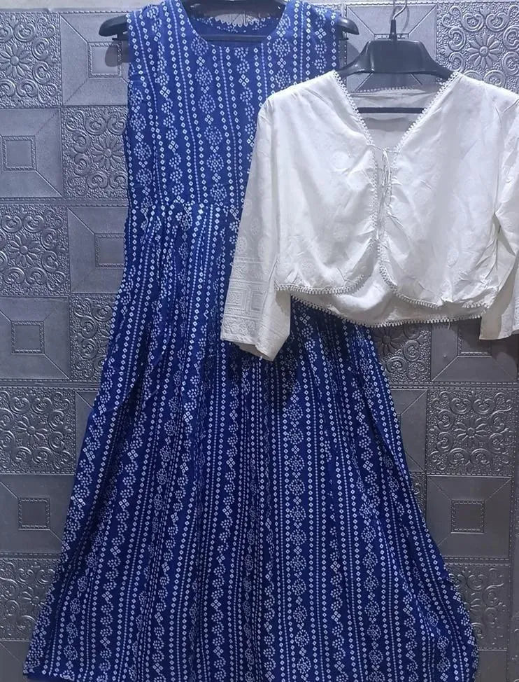Blue Linen Maxi Skirt & Jacket Set 2 Piece in Pakistan – Eid & Ramadan Festive Wear Dress
